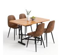 FurnitureR Ensemble de salle à manger pliable avec table extensible et 4 chaises rembourrées