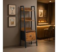 FurnitureR Étagère de Bar, Support de Présentation pour Bar, H-26cm Compartiment, Meuble de Rangement pour Bouteilles d'Alcools et Verres, 4 Niveaux Rangement avec Tiroirs en Non-Tissé, 42x29x110cm