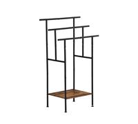 FurnitureR Étendoir de Salle de Bain, Portant à Vêtements ou Serviettes, Structure Métallique, Design à 3 Barres, Etagère Bois, Idéal pour Optimiser l'espace, 60 x 34 x 100cm