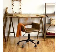 FurnitureR Fauteuil Design Rétro, Assise Moelleuse Suede, roulettes Noires Robustes, Hauteur Réglable, 360° Pivotante, Utilisation Polyvalente, pour Salon Chic, Chambre ou Bureau