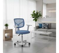 FurnitureR Fauteuil Pivotant Design, Dossier Respirant Bleu et Blanc, PP Accoudoirs, Hauteur Réglable, Siège Ergonomique, Parfait Pièce à Vivre, Espace Créatif ou Coin Lecture