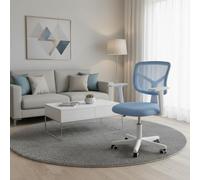 FurnitureR Fauteuil Relaxant Salon, Dossier Respirant Bleu et Blanc, PP Accoudoirs, Hauteur Réglable, Siège Ergonomique, Parfait Pièce à Vivre, Espace Créatif ou Coin Lecture
