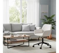 FurnitureR Fauteuil Salon Moderne, avec Accoudoirs Bas, Assise Moelleuse Beige, Hauteur Réglable, 360° Pivotante, Design Polyvalent Scandinave, Idéal pour Salon, Coin Lecture