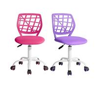 FurnitureR FR Carnation Lot de 2 Bureau ergonomiques en Tissu sans accoudoirs, Chaise pivotante à Hauteur réglable, Violet + Rose, I, Métal, 40x38,5x87cm