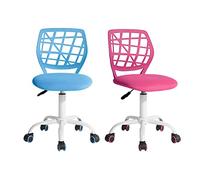 FurnitureR FR Carnation Rose Bleu I Lot de 2 Bureau ergonomiques en Tissu sans accoudoirs, Chaise pivotante à Hauteur réglable, I, Métal, 40x38,5x87cm