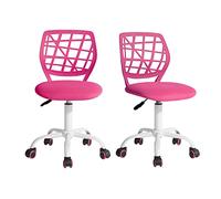 FurnitureR FR Carnation Rose I Lot de 2 Bureau ergonomiques en Tissu sans accoudoirs, Chaise pivotante à Hauteur réglable, I, Métal, 40x38,5x87cm