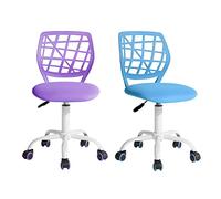 FurnitureR FR Oeillet Lot de 2 Bureau ergonomiques en Tissu sans accoudoirs, Chaise pivotante à Hauteur réglable, Violet + Bleu, I, Métal, 40x38,5x87cm