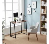 FurnitureR FurnitureR Bureau Compact et Pliable, Plateau Bois Effet Vintage et Cadre Métal, Etagère Surélevée Pratique, Facile à Monter et Déplacer pour Chambre, Salon ou Bureau, 80 x 40 x 74 cm