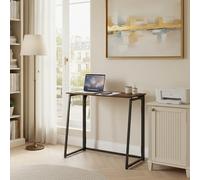 FurnitureR FurnitureR Bureau Compact et Pliable, Plateau Bois Effet Vintage et Cadre Métal, Facile à Transporter et à Ranger, pour Chambre, Salon ou Bureau, Vintage, 80 x 40 x 74 cm