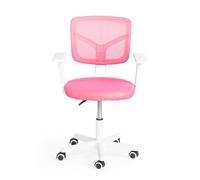 FurnitureR Home Chaise de Bureau, Chaise D'ordinateur pour Jeunes/Adolescents avec Maille Respirante, Pivotante Chaise D'étude Réglable en Hauteur avec Accoudoirs, Rose