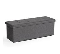 FurnitureR L-110cm Banc Tissu, Ottoman en Bout de Lit, Repose-Pieds, Canapé Pliant, Pouf Cube, Coffre de Rangement Intérieur avec Compartiment Amovible, pour L'entrée, la Chambre, Gris, 110x38x38cm