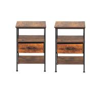 FurnitureR Lot de 2 Bouts de Canapé avec 2 Tiroirs, Table d'Appoint Industrielle à Rangement, Petite Table Carrée pour Salon, 40 x 30 x 60cm