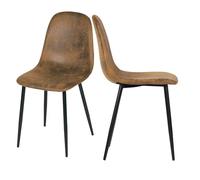 FurnitureR Lot de 2 chaises de Salle à Manger rembourrées en métal et Daim synthétique, Style scandinave, apporte Une Touche Nordique à Votre Cuisine, Salle à Manger ou Salon, Marron