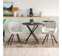 FurnitureR Lot de 2 Chaises Modernes avec Accoudoirs Pivotant à 360°, Pieds Radiaux en Métal, Dossier Ajouré en Tissu Beige, Design Scandinavie pour Salle à Manger, Chambre à Coucher, 56 x 43 x 83cm