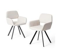 FurnitureR Lot de 2 chaises pivotantes élégantes avec Assise en Tissu Doux et Base en métal pour Salle à Manger, Cuisine, Beige, 39x43x83CM