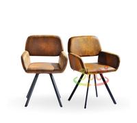 FurnitureR Lot de 2 chaises pivotantes rembourrées Confortables avec accoudoirs, dossiers, accoudoirs pour Salle à Manger, Salon, Daim Marron