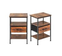 FurnitureR Lot de 2 Consoles Entrée Style Industriel, 2 Tiroirs, Table Console de Rangement, Longue Table Bois et Métal Moderne, 40 x 30 x 60cm