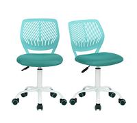 FurnitureR Lot de 2 sièges d'ordinateur au Design Moderne et réglable sans Bras rotatifs pour Enfants - pour Salle d'étude, Bureau à Domicile, Bureau - en Plastique - Turquoise - 38,5 cm x 40 cm x