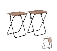 FurnitureR Lot de 2 tables bout de canapé pliables, bureau multifonctionnel, tables de dîner pliantes, table plateau, table de canapé pour salon, salle à manger, bureau, 48 x 38 x 66,5 cm, marron