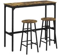 FurnitureR Lot de 3 Meubles industriels Vintage - Décoration en Bois - Cadre en métal - Peu encombrant - Convient pour Le Jardin