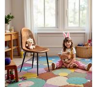 FurnitureR Lot de 4 chaises de Bureau ergonomiques pour Enfant - Velours Marron - Pied en Croix en métal - Hauteur réglable - pour Chambre d'enfant et école