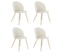 FurnitureR Lot de 4, chaises de Cuisine, sièges Confortables en Tissu Chenille pour Salle à Manger, Salon, Maison, Beige, 49x46x77CM