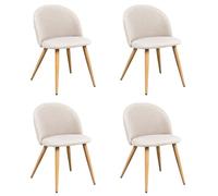 FurnitureR Lot de 4, chaises de Cuisine, Tissu Polaire Doux, siège Confortable pour Salle à Manger, Salon, Maison, Beige, 49x46x77CM