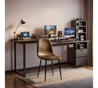 FurnitureR Lot de 4 chaises de Jeu, Imitation Velours Marron, Dossier Ergonomique, Structure en Croix en métal, Hauteur réglable, pour PC et Console