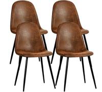 FurnitureR - Lot de 4 chaises de Salle à Manger Confortables en Tissu tapissé, chaises latérales sans accoudoirs pour la Maison, Cuisine, Salon, Chambre, Restaurant et café (café)