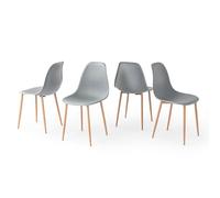 FurnitureR Lot de 4 chaises de Salle à Manger, Cuisine, Modernes, avec siège en polypropylène et Pieds en métal, pour Salle à Manger, Salon, Chambre à Coucher, Cuisine, Gris