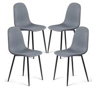 FurnitureR Lot de 4 chaises de salle à manger en tissu confortable sans accoudoirs avec pieds en métal pour maison, cuisine, salle à manger, salle de réception, gris flammé