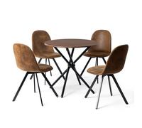 FurnitureR Lot de 4 Chaises de Salle à Manger, Pivotant à 360°, Sans Accoudoir avec Base Radiale en Métal, Réception, Suede Marron