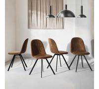 FurnitureR Lot de 4 Chaises de Salle a Manger, Pivotant sur 360° sans Accoudoirs et avec des Pieds Radiaux en Métal, Rétro pour la Chambre a Coucher et la Salle a Manger, Suède Marron