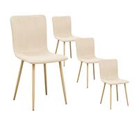 FurnitureR Lot de 4 chaises de Salle à Manger scandinaves en Tissu Doux avec Pieds en métal rembourrés pour Cuisine, Salle à Manger, Salon et Salle de réception, Beige élégant