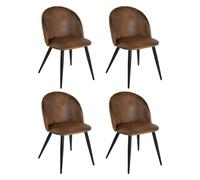 FurnitureR Lot de 4 chaises de Salle à Manger Souples avec Dossier et Dossier en Daim Vintage pour Salon, Maison, Design Minimaliste, Marron