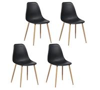 FurnitureR Lot de 4 chaises Modernes avec siège en polypropylène et Pieds en métal pour Salle à Manger, Salon, Chambre à Coucher, Cuisine, Noir, 42x45,5x85CM