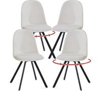 FurnitureR Lot de 4 chaises pivotantes à 360° en Tissu, Salle à Manger, Salon, Cuisine-Beige, 38x44x84CM