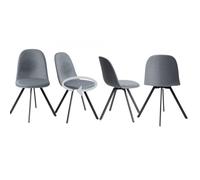 FurnitureR Lot de 4 chaises pivotantes à 360° en Tissu, Salle à Manger, Salon, Cuisine-Grey, 38x44x84CM