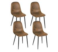 FurnitureR Lot de 4 chaises rembourrées en métal et Daim synthétique, Style scandinave, apporte Une Touche Nordique à Votre Cuisine, Salle à Manger ou Salon, Marron, 40 x 38,5 x 85 cm