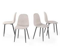 FurnitureR Lot de 4, chaises scandinave Confortables avec Pieds en métal Noir, pour Salle à Manger, Cuisine, Salon, Beige foncé, 40x38x85CM