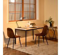 FurnitureR Lot de 4 tabourets de Bureau réglables en Hauteur, Imitation Velours Marron, Pied en Croix en métal, rotatifs, Tabouret pour établi et Lieu de Travail
