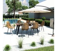 FurnitureR Lot de 4 tabourets de Camping - Léger, Velours Marron, Structure en Croix en métal, Pliable ? Non, siège Compact pour l'extérieur