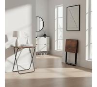 FurnitureR Petite Table D'entrée pour Plantes, Table Pliante D'appoint, Bois et Métal, Gain de Place, Meuble de Couloir, Facile à Transporter