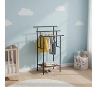 FurnitureR Portant Multifonction Enfant, 3 Barres pour Habits, Echarpes ou Sacs, Tablette Inférieure Pratique, Robuste et Design Moderne Industriel, 60 x 34 x 100cm