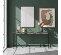 FurnitureR Rangements pour Bar Industrielle 180cm avec Prise, Console Métal et Bois, Longue Table de Bar pour Salon, Zones D'attente et de Recharge, Brun Rustique