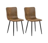 FurnitureR Set de 2 chaises de Salle à Manger chaises de Cuisine chaises en Daim avec Pieds en métal pour Salle à Manger Salon, Brun