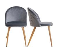 FurnitureR Set de 2 chaises de Salle à Manger, Soft Chair, Chaise de Cuisine avec Dossier, canapé en Velours Confortable pour Le Salon Salon Maison, Design Minimaliste, Gris