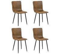 FurnitureR Set de 4 chaises de Salle à Manger chaises de Cuisine chaises en Daim avec Pieds en métal pour Salle à Manger Salon, Brun