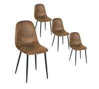 FurnitureR Set de 4 chaises de Salle à Manger, chaises de Cuisine scandinaves en Daim avec Pieds en métal Noir pour Salle à Manger Cuisine Salon, Brun