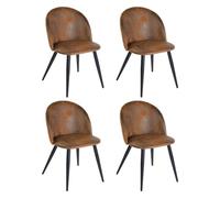 FurnitureR Set de 4 chaises de Salle à Manger Soft Chair Daim Relax Back chaises de Cuisine Salon Salon Maison Design Minimaliste, Marron